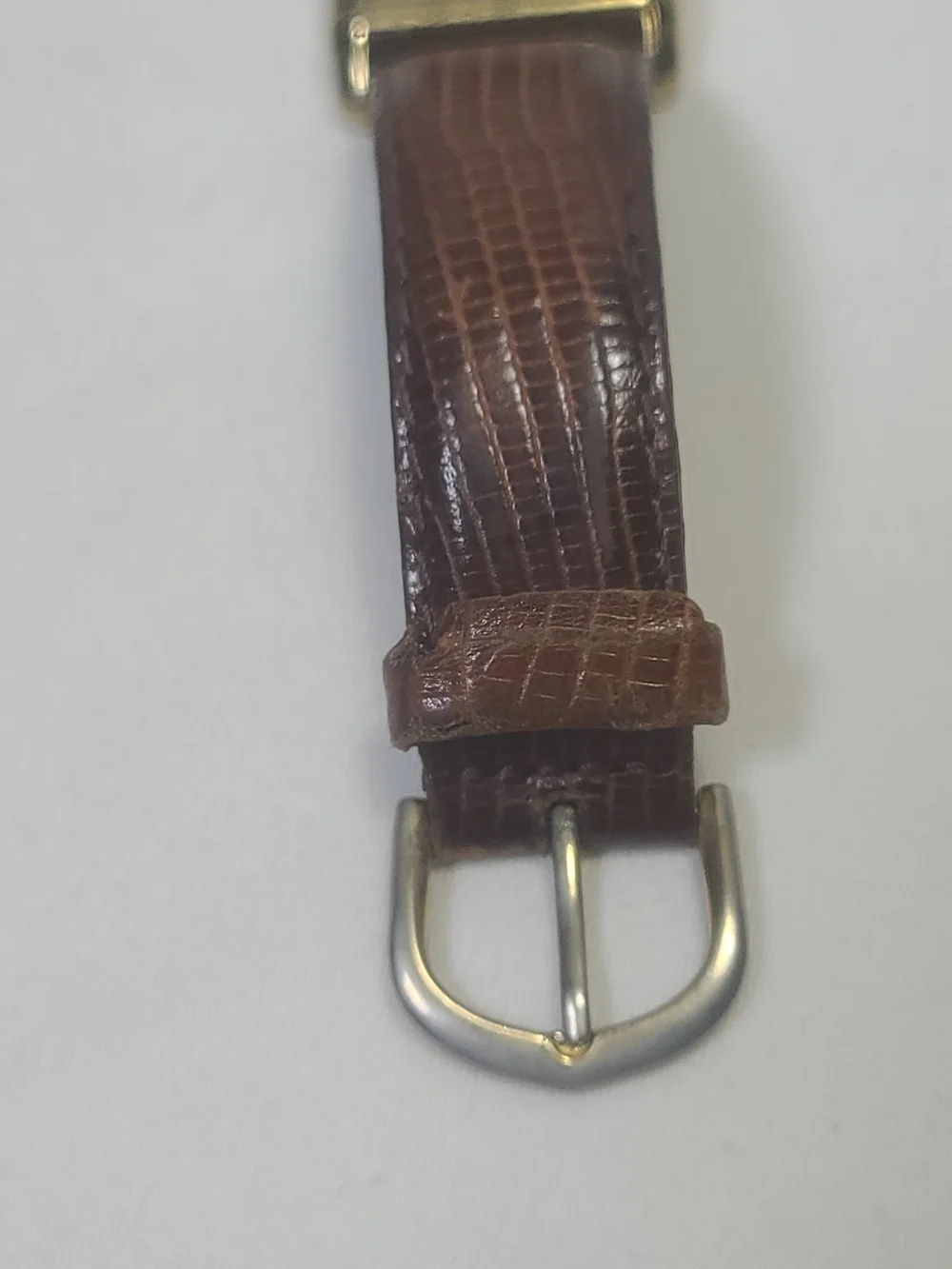 Citizen Gold-Tone Rectangular Watch with Brown Leather Strap